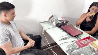 Watch Lina Henao and Lian Grey's steamy office interview with stepson's hung Latina MILF - 5 image