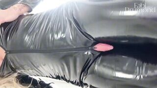 Watch this kinky Latina wife in latex masturbate her massive clit until she climaxes hard - watch now! - 15 image