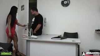 Watch Binho Ted pound his pretty Latina wife's tight pussy at work